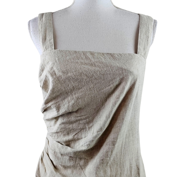 Abercrombie & Fitch Rouched Linen Square Neck Sun Dress In MT NWT - Picture 6 of 10